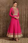Shikhar Sharma_Pink Silk Chanderi Anarkali Set_Online_at_Aza_Fashions