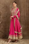 Buy_Shikhar Sharma_Pink Silk Chanderi Anarkali Set_Online_at_Aza_Fashions