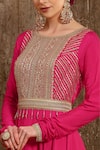 Shop_Shikhar Sharma_Pink Silk Chanderi Anarkali Set_Online_at_Aza_Fashions