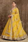 Buy_SHIKHAR SHARMA_Yellow Silk Chanderi Embroidery Gota V Neck Anarkali Set _Online_at_Aza_Fashions