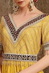 Shop_SHIKHAR SHARMA_Yellow Silk Chanderi Embroidery Gota V Neck Anarkali Set _Online_at_Aza_Fashions