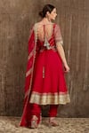 Shop_SHIKHAR SHARMA_Red Georgette Embroidery Gota Notched Floral Anarkali Set _at_Aza_Fashions