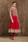 SHIKHAR SHARMA_Red Georgette Embroidery Gota Notched Floral Anarkali Set _Online_at_Aza_Fashions