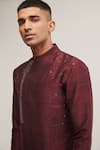 Buy_Dhruv Vaish_Purple Raw Silk Metal Asymmetric Kurta Set _Online_at_Aza_Fashions