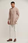 Buy_Dhruv Vaish_Brown Cotton Silk Plain Short Kurta _at_Aza_Fashions