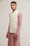 Buy_Dhruv Vaish_White Silk Embroidered Floral Jawahar Jacket  _Online_at_Aza_Fashions