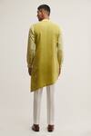 Shop_Dhruv Vaish_Green Handloom Cotton Asymmetric Kurta_at_Aza_Fashions