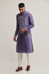 Buy_Dhruv Vaish_Blue Cotton Silk Chanderi Diagonal Embroidered Kurta Set_at_Aza_Fashions