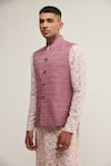 Buy_Dhruv Vaish_Purple Cotton Silk Zig Zag Jawahar Jacket _Online_at_Aza_Fashions