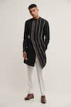Buy_Dhruv Vaish_Black Handloom Cotton Striped Kurta Set _at_Aza_Fashions