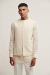 Buy_Dhruv Vaish_White Handloom Cotton Plain Jawahar Jacket  _at_Aza_Fashions