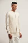 Dhruv Vaish_White Handloom Cotton Plain Jawahar Jacket  _Online_at_Aza_Fashions