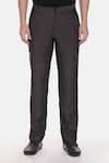 Shop_Mayank Modi - Men_Black 100% Linen Striped Trouser  _at_Aza_Fashions