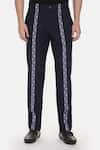 Shop_Mayank Modi - Men_Blue 100% Cotton Striped Trouser  _at_Aza_Fashions