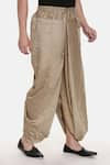 Buy_Mayank Modi - Men_Gold Silk Slub Plain Metallic Pleated Dhoti Pant  _Online_at_Aza_Fashions