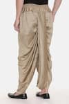 Shop_Mayank Modi - Men_Gold Silk Slub Plain Metallic Pleated Dhoti Pant  _Online_at_Aza_Fashions