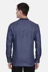 Shop_Mayank Modi - Men_Blue 100% Linen Plain Shirt _at_Aza_Fashions