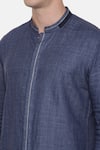 Mayank Modi - Men_Blue 100% Linen Plain Shirt _at_Aza_Fashions