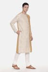 Mayank Modi - Men_Beige Silk Chanderi Embroidered Kurta Set_Online_at_Aza_Fashions