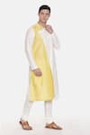 Mayank Modi - Men_White Silk Cotton Embroidered Floral Kurta Set  _Online_at_Aza_Fashions