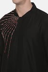Shop_Mayank Modi - Men_Black Silk Cotton Embroidered Geometric Kurta Set _Online_at_Aza_Fashions