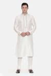 Buy_Mayank Modi - Men_White Silk Cotton Slub Embroidered Floral Full Sleeve Kurta Set_at_Aza_Fashions