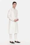 Mayank Modi - Men_White Silk Cotton Slub Embroidered Floral Full Sleeve Kurta Set_Online_at_Aza_Fashions