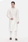 Buy_Mayank Modi - Men_White Silk Cotton Slub Embroidered Floral Full Sleeve Kurta Set_Online_at_Aza_Fashions