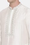 Shop_Mayank Modi - Men_White Silk Cotton Slub Embroidered Floral Full Sleeve Kurta Set_Online_at_Aza_Fashions