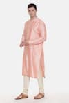 Buy_Mayank Modi - Men_Pink Silk Cotton Embroidered Floral Kurta Set_Online_at_Aza_Fashions