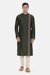 Buy_Mayank Modi - Men_Green Silk Cotton Kurta Set_Online_at_Aza_Fashions
