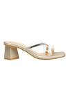 Nidhi Bhandari_Gold Crystals Embellished Strappy Block Heels _Online_at_Aza_Fashions