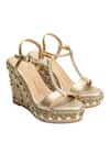 Buy_Nidhi Bhandari_Gold Crystals, Beads Embellished Wedges _at_Aza_Fashions