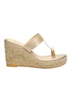 Nidhi Bhandari_Gold Embroidery Kolhapuri Embellished Wedges _Online_at_Aza_Fashions