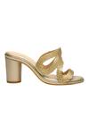 Nidhi Bhandari_Gold Textured Strap Block Heels _Online_at_Aza_Fashions