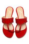Shop_Nidhi Bhandari_Red Embellished Velvet Kolhapuri Flats _at_Aza_Fashions