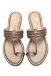 Shop_Nidhi Bhandari_Gold Braided Kolhapuri Wedges _at_Aza_Fashions