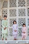 All Boy Couture_Pink Maheshwari, Cotton, Silk Sequins, Embroidery Bundi Dhoti Pant Set _Online_at_Aza_Fashions