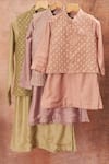 Buy_All Boy Couture_Pink Maheshwari, Cotton, Silk Sequins, Embroidery Bundi Dhoti Pant Set _Online_at_Aza_Fashions