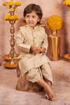 Buy_All Boy Couture_Beige Muslin, Cotton, Silk Zari Embroidered Bundi Dhoti Pant Set _at_Aza_Fashions