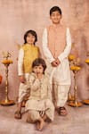 All Boy Couture_Beige Muslin, Cotton, Silk Zari Embroidered Bundi Dhoti Pant Set _Online_at_Aza_Fashions