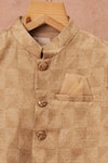 Shop_All Boy Couture_Beige Muslin, Cotton, Silk Zari Embroidered Bundi Dhoti Pant Set _Online_at_Aza_Fashions