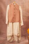 Buy_All Boy Couture_Pink Muslin, Cotton, Silk Zari Embroidered Bundi Dhoti Pant Set _at_Aza_Fashions