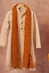 Shop_All Boy Couture_White Lucknowi Kurta Set With Bandhani Stole For Boys_at_Aza_Fashions