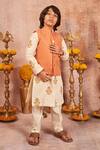 Buy_All Boy Couture_Orange Chanderi, Cotton Sequins, Embroidery Bundi Kurta Set _at_Aza_Fashions