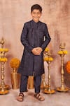 Buy All Boy Couture Blue Handloom Cotton, Cotton, Silk Embroidery Achkan And Pyjama Set at Aza Fashions Buy_All Boy Couture_Blue Handloom Cotton, Cotton, Silk Embroidery Achkan And Pyjama Set _at_Aza_Fashions