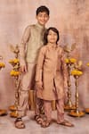 All Boy Couture_Pink Brocade, Cotton, Silk Zari Banarasi Achkan Kurta Set _Online_at_Aza_Fashions