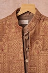 Shop_All Boy Couture_Beige Cotton, Silk Sequins, Embroidery Achkan Kurta Set_Online_at_Aza_Fashions
