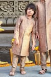 Buy_All Boy Couture_Beige , Silk, Satin Sequins, Embroidery Achkan And Pyjama Set_at_Aza_Fashions