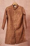 Shop_All Boy Couture_Beige , Silk, Satin Sequins, Embroidery Achkan And Pyjama Set_at_Aza_Fashions